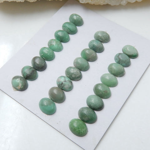 24 PCS Natural Variscite Oval Flatback Gemstone Cabochons, 8x6x4mm, 5.3g - MyGemGarden