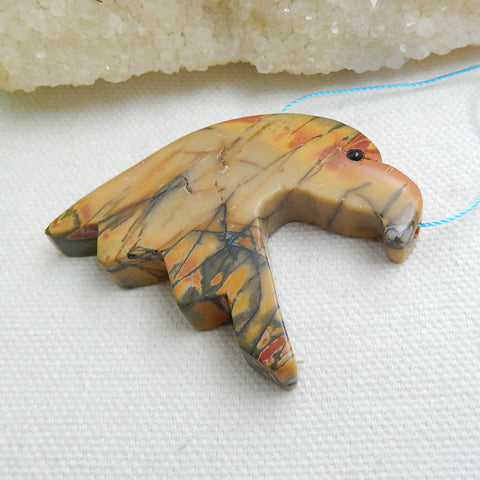 Natural Multi-Color Picasso jasper Carving bird head Pendant, 45x39x10mm, 25.2g - MyGemGarden