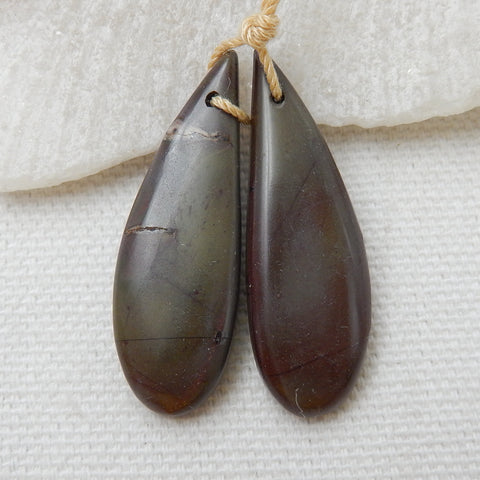 Natural Multicolor Picasso jasper Earrings Pair, stone for Earrings making, 33X11X5mm, 5.6g - MyGemGarden