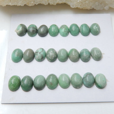 24 PCS Natural Variscite Oval Flatback Gemstone Cabochons, 8x6x4mm, 5.3g - MyGemGarden