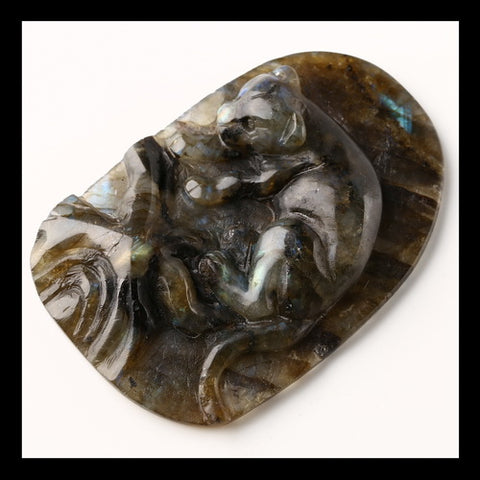 Labradorite Gemstone Tiger Ornament, 60x40x12mm, 173ct - MyGemGarden