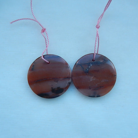 Natural Mookaite  Jasper Drilled Earrings Pair 26x5mm,11g - MyGemGarden