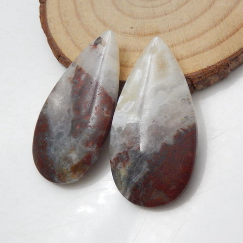 Crazy Lace Rosetta Stone Teardrop Earrings Stone Pair, stone for earrings making, 38x20x5mm, 11.3g - MyGemGarden