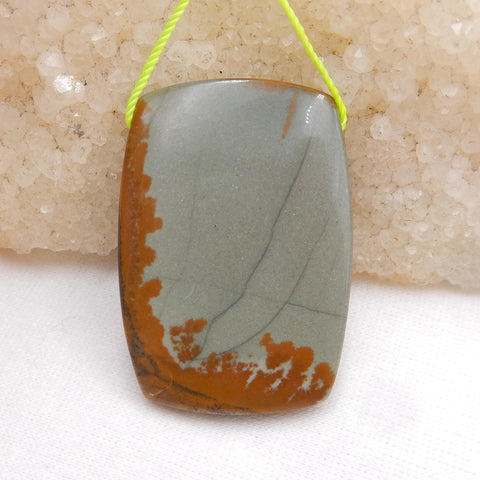 Us Biggs Jasper Drilled Gemstone Pendant Bead, 38x27x6mm, 11.7g