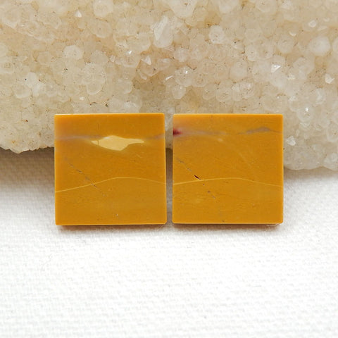 Square Yellow Mookaite Jasper Gemstone Cabochon Pair, 16x16x2.5mm, 3.3g - MyGemGarden