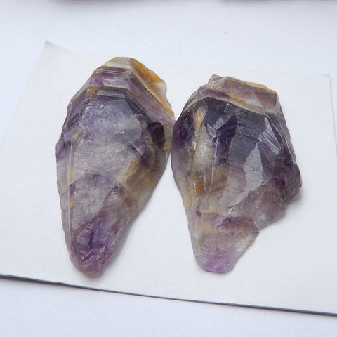 Natural Nugget Amethyst Gemstone Cabochon Pair, 48x23x8mm,44x24x9mm, 23g - MyGemGarden