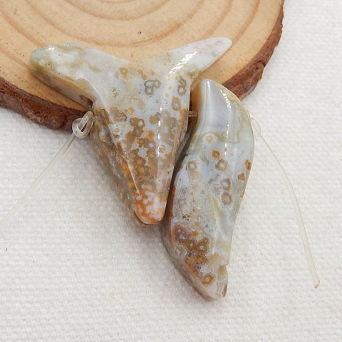 2 pcs Ocean Jasper Carved Pendant Beads, Fashion Pendant Jewelry, 29x32x8, 32x11x8mm, 11.5g - MyGemGarden