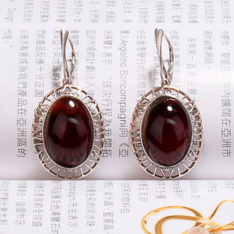 New Design Hot Sale 925 Silver with Natural Amber Gemstone Earrings 8.6g - MyGemGarden