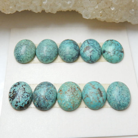 10 PCS Natural Oval Turquoise Flatback Gemstone Cabochons, 9x7x3mm, 2.7g - MyGemGarden