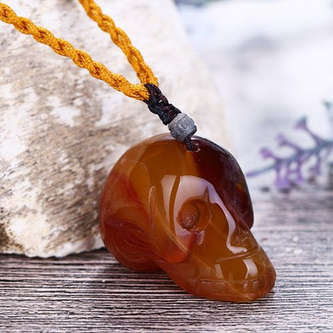 Red Agate Skull Pendant Necklace Online Hot Sale - 37x22x28mm, 28.7g - MyGemGarden