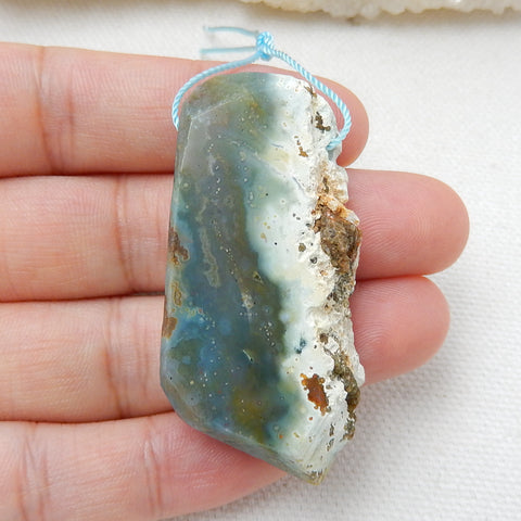 Nugget Ocean Jasper Drilled Gemstone Pendant Bead, 48x22x11mm, 19.7g - MyGemGarden