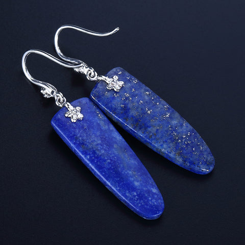 Hot Sale Lapis Lazuli Earrings with 925 sterling silver, 30x10x4mm, 6g - MyGemGarden