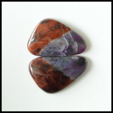 Natural Sugilite Gemstone Cabochon Pair, 18x11x4mm, 3.0g - MyGemGarden