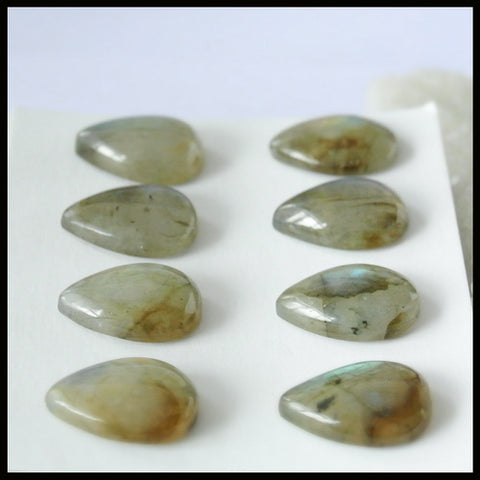 8PCS Natural Labradorite Gemstone Drop Cabochon 16x11x5mm,10.55g - MyGemGarden