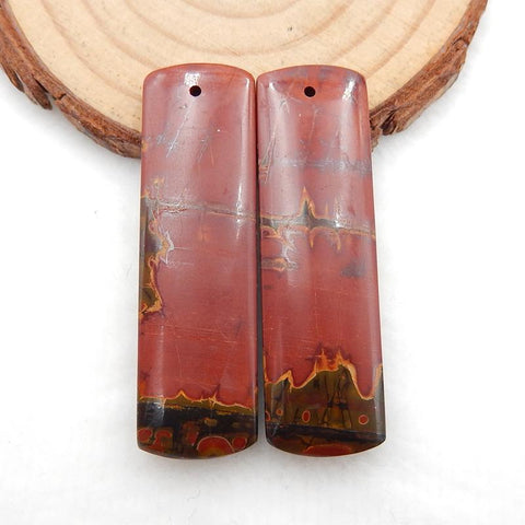 Rectangle Multicolor Picasso Jasper Earrings Stone Pair, stone for earrings making, 45x13x5mm, 12.7g