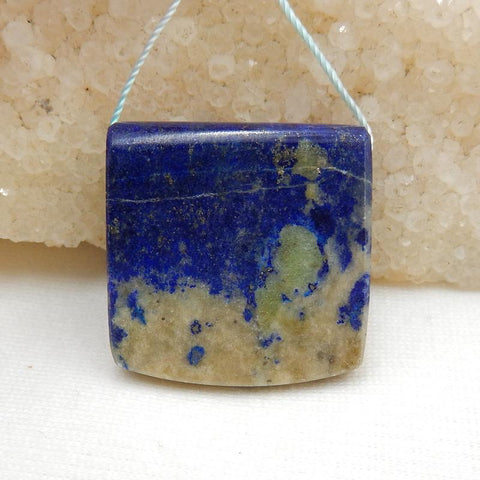 Rectangle Lapis Lazuli Drilled Gemstone Pendant Stone, 27x28x10mm, 15.1g