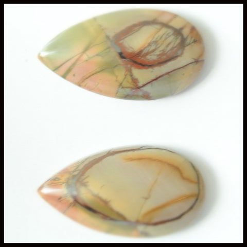 Natural Multi-Color Picasso Jasper Gemstone Cabochon Pair 36x20x7mm,16.25g - MyGemGarden