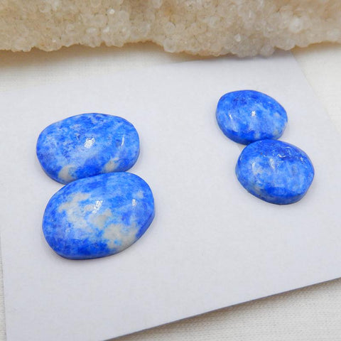 2 Pair Natural Lapis Lazuli Flatback Gemstone Cabochons, 14x13x4mm, 19x15x4mm, 8g