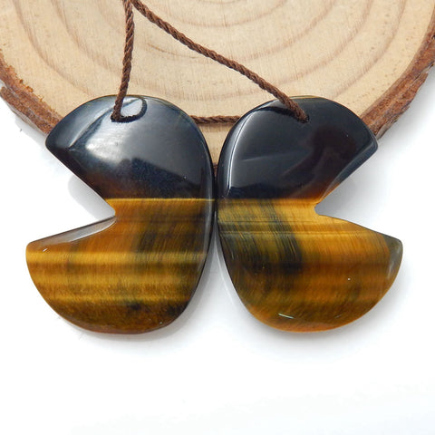 New design Tiger-Eye Earrings Pair, stone for Earrings making, 28X22X4mm, 9.6g - MyGemGarden