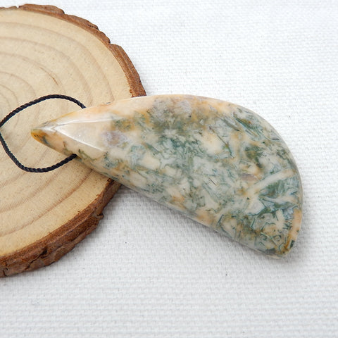 Natural Bamboo Agate Drilled Pendant Bead, 52x26x10mm, 21.5g - MyGemGarden