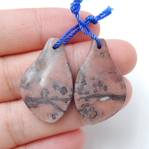 Natural Chohua Jasper Earrings Pair, stone for Earrings making, 27x17x4mm, 5.2g - MyGemGarden