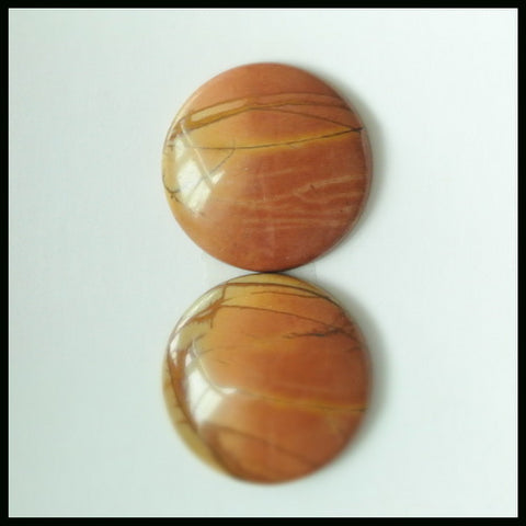 Natural Multi-Color Picasso Jasper 15mm Round Cabochons Pair, 15x15x4mm, 3.1g - MyGemGarden