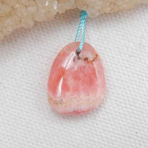 Natural Argentina Rhodochrosite Drilled Gemstone Pendant Bead, 19x15x6mm, 3.2g - MyGemGarden