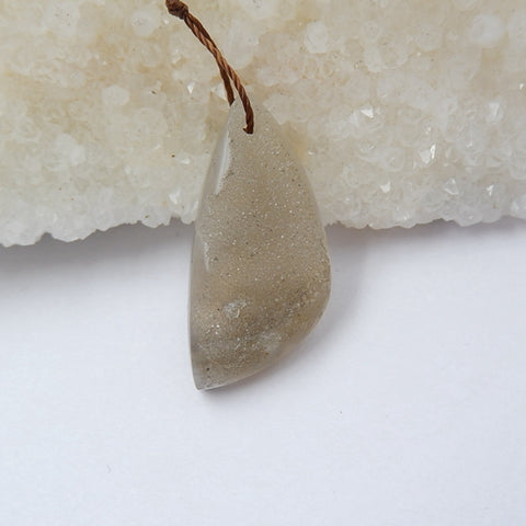 Drusy Agate Gemstone Natural Pendant Bead, 29x14x6mm, 3g - MyGemGarden