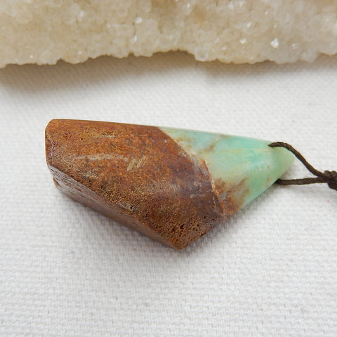 Raw Chrysoprase Gemstone Pendant, Natural Stone Jewelry, 44x25x18mm, 13.2g - MyGemGarden