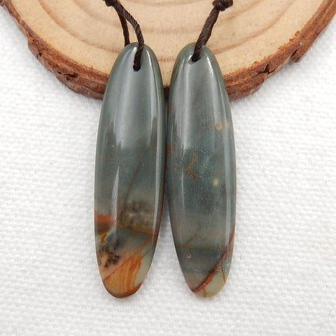 Multicolor Picasso Jasper Earrings Stone Pair, stone for earrings making, 41x11x5mm, 7.3g - MyGemGarden