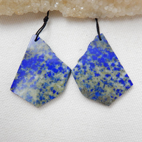 Nugget Lapis Lazuli Earrings Stone Pair, Stone For Earrings Making, 41x28x3mm, 16.3g - MyGemGarden