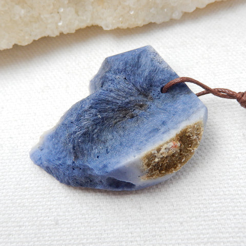 New, Blue Fossil Coral Gemstone Pendant, Nugget Pendant, 44x38x14mm, 24.2g - MyGemGarden