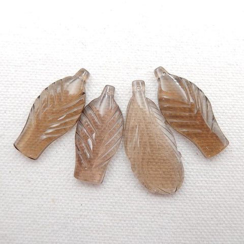 Sale 4 Pcs Smoky Quartz Gemstone Pendants Set, 30x14x4mm, 35x15x4mm, 12.3g