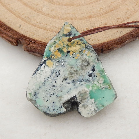 Natural Nugget Turquoise Drilled Pendant Stone, 25x24x3mm, 2.3g