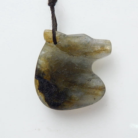 Handmade Labradorite Wolf Pendant, Animal Pendant, 26x24x7mm, 6.5g - MyGemGarden