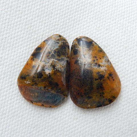 Natural petrified wood opal Gemstone Cabochon Pair, 26x18x5mm, 7.3g - MyGemGarden