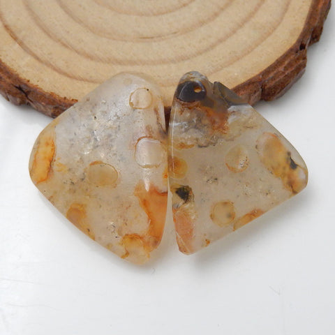 Nugget Drusy Agate Drilled Earrings Stone Pair, stone for earrings making, 25x24x8mm, 10.1g - MyGemGarden