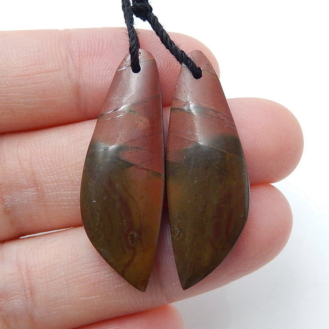 Natural Multi-Color Picasso jasper Earrings Pair, stone for Earrings making, 33x11x4mm, 3.9g - MyGemGarden