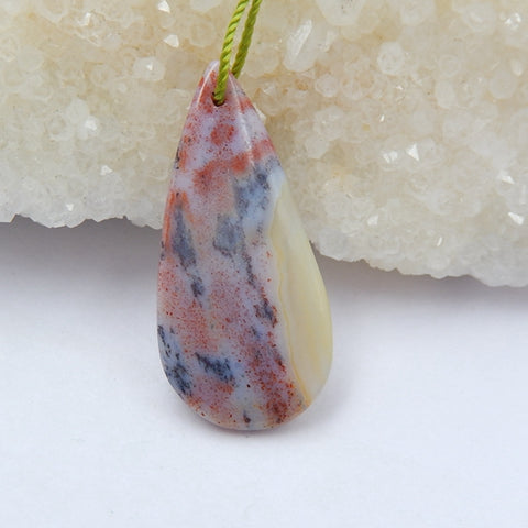 Ocean Jasper Gemstone Natural Pendant Bead, 32x15x4mm, 3.0g - MyGemGarden