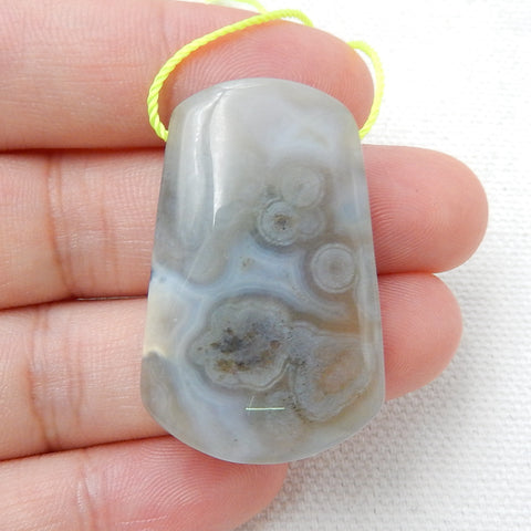 Natural Ocean Jasper Drilled Pendant Bead, 35x23x9mm, 12.4g - MyGemGarden