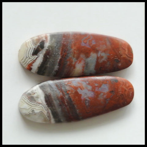 Natural Crazy Lace Agate Gemstone Cabochon Pair 30x11x4mm,5.6g - MyGemGarden