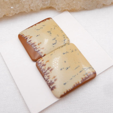 Us Biggs Jasper Square Gemstone Cabochon Pair, 20x20x3mm, 4.9g