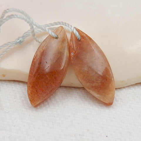 Sunstone Earrings Stone Pair, stone for earrings making, 22x9x4mm, 2.4g - MyGemGarden