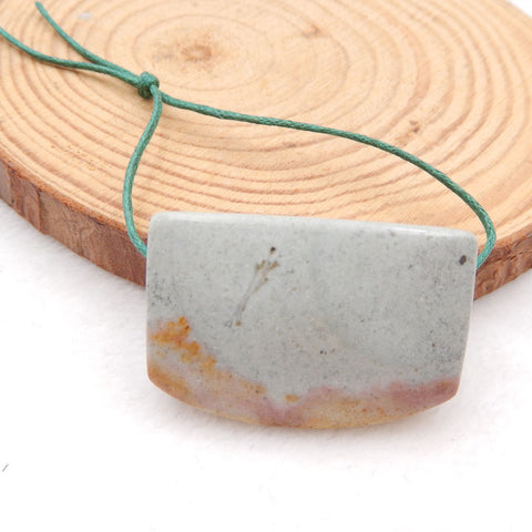 Natural Wave Jasper Pendant Bead 36X25X10mm, 15.8g