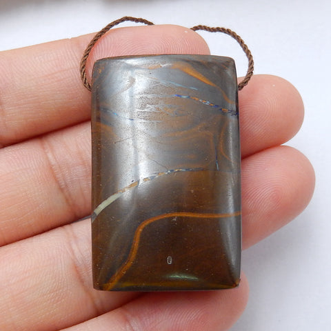 Natural Boulder opal Drilled Rectangle Gemstone Pendant Bead, 37x23x11mm, 20g - MyGemGarden