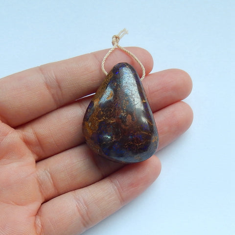 Natural Boulder opal Drilled Gemstone Pendant Bead, 36x26x14mm, 19.2g - MyGemGarden