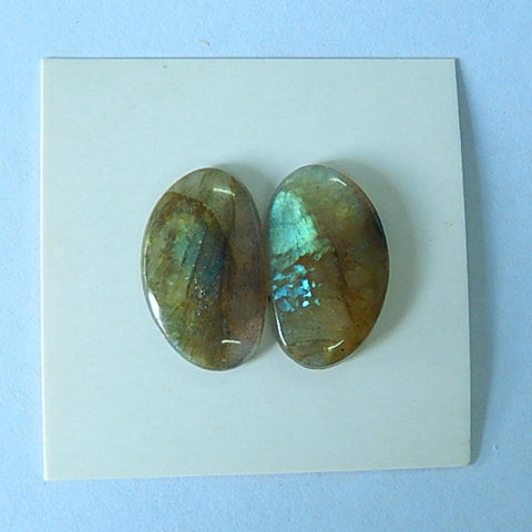 Natural Labradorite Cabochon Pair 19x12x3mm,2.5g - MyGemGarden