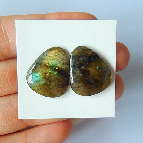 Natural Labradorite Cabochon Pair 20x17x4mm,4g - MyGemGarden