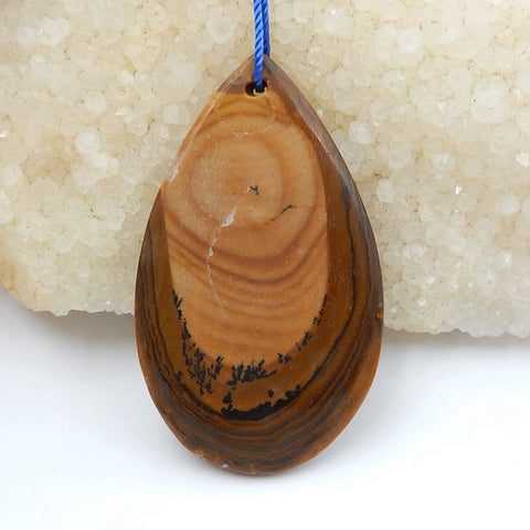 Natural Us Biggs Jasper Drilled Teardrop Gemstone Pendant Bead, 52x31x5mm, 14g - MyGemGarden