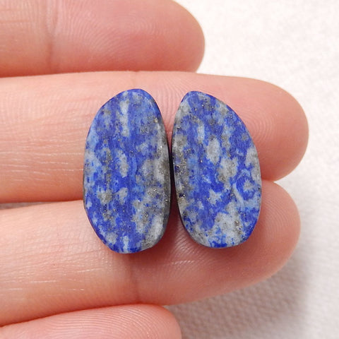 Natural Lapis Lazuli Gemstone Cabochon Pair, 18x10x5mm, 3.5g - MyGemGarden